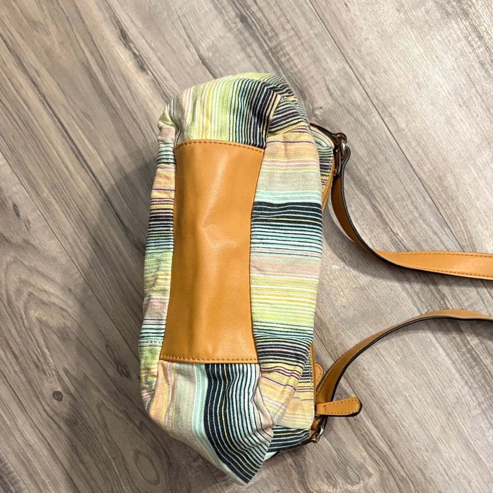 Jaclyn Smith Multicolor Striped Shoulder Bag with Tan Details